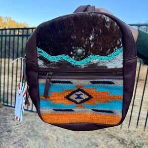 Ohlay Genuine Leather & Cowhide Tribal Mini Backpack